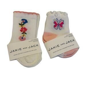 Janie and Jack Baby Girl’s Assorted Socks - Set of 2 Size 0-3M